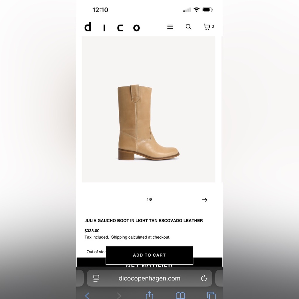 Dico copenhagen boots in light tan escovado leather size 38
